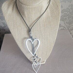Triple Silver Heart Necklace